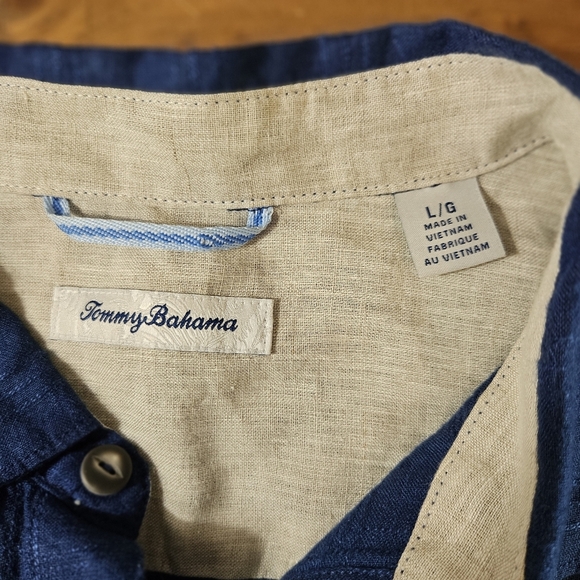 Tommy Bahama 100% Linen Long Sleeve Button Up Shirts Navy Size Large - Picture 3 of 9